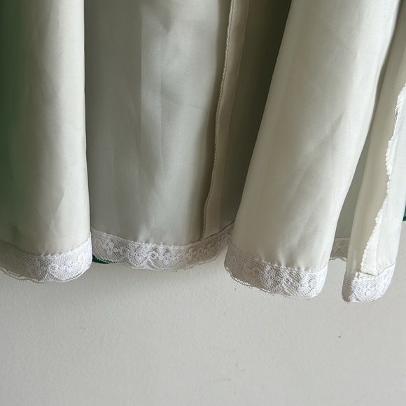 Green/White Vintage Bold Floral Trevira Long Pleated Maxi Skirt Size Small - Picture 7 of 13